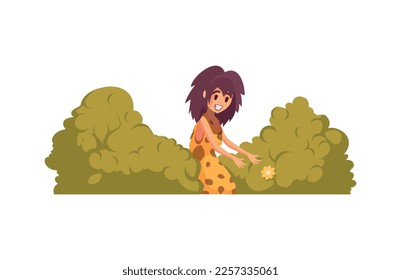 Composición masculina primitiva con caricatura humana de la ilustración vectorial de la persona antigua