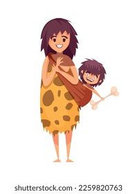 Composición masculina primitiva con caricatura humana de la ilustración vectorial de la persona antigua