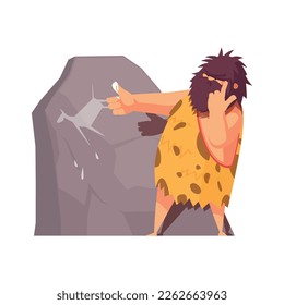 Composición masculina primitiva con caricatura humana de la ilustración vectorial de la persona antigua