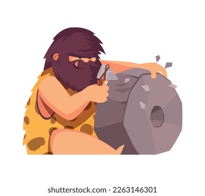 Primitive Manaveman-Komposition mit Karikatur menschlichem Charakter der antiken Person, Vektorgrafik