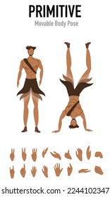 primitive man character with posable move vector for people man character