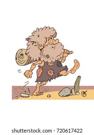Primitive man goes hunting. Primitive way of hunting