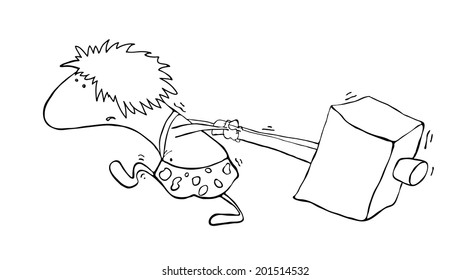 primitive man with a hammer, vector illustration