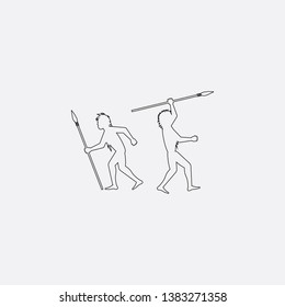 primitive man on the hunt icon sign signifier vector