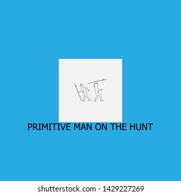 primitive man on the hunt icon sign signifier vector