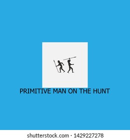 primitive man on the hunt icon sign signifier vector