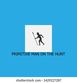 primitive man on the hunt icon sign signifier vector