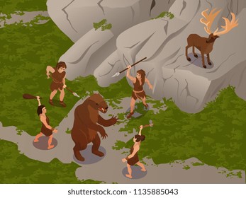 Primitive People Isometric Composition 