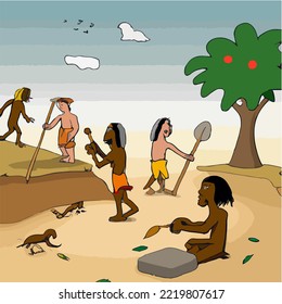 Primitive People. They Do Hunting and Gathering
