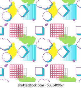 Primitive pop art ornament. Creative seamless pattern. Colorful shape border.  Vector illustration EPS10.