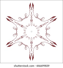 Primitive red abstract pattern with lines and circles