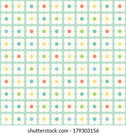 Primitive retro background with stylized flowers