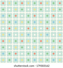 Primitive retro background with stylized flowers
