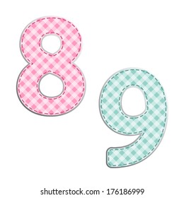Primitive retro gingham fabric numbers for birthday invitation card or scrap booking