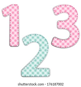 Primitive retro gingham fabric numbers for birthday invitation card or scrap booking