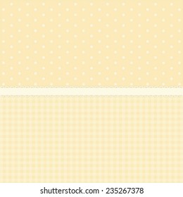 Primitive Retro Pattern With Polka Dots ,gingham And Lace Ribbon Ideal For Baby Shower