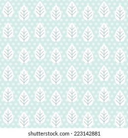 Primitive retro seamless pattern with snowy trees in frosty forest ideal as winter holiday background
