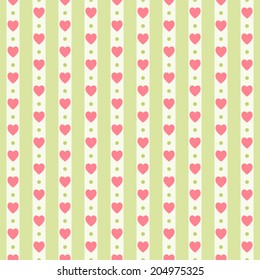 Primitive seamless retro backgrounds with hearts and stripes