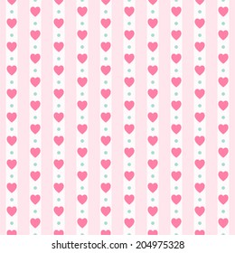 Primitive seamless retro backgrounds with hearts and stripes