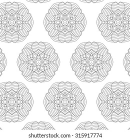 Primitive simple grey retro seamless pattern with lines and circles