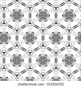 Primitive simple grey retro seamless pattern with lines and circles