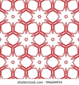 Primitive simple red modern pattern with lines and flowers
