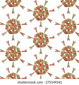 Primitive simple retro seamless pattern with lines and circles