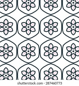 Primitive simple retro seamless pattern with blossom, bloom
