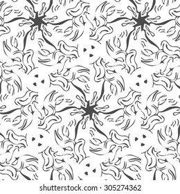 Primitive simple retro seamless pattern with lines and circles