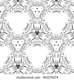 Primitive simple retro seamless pattern with lines and circles