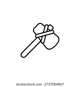 Primitive Stone Axe Outline Icon Symbolizing Ancient Tools And Early Human Craft