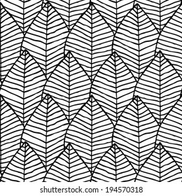 Primitive structure seamless pattern in black and white is hand drawn ink illustration. Illustration is in eps8 vector mode, background on separate layer. 