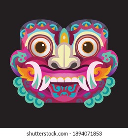 primitive tiger face vector image with colorful pop cartoon tribal style