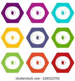 Primitive tool icons 9 set coloful isolated on white for web