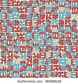 Primitive tribal seamless pattern with doodle elements - vector illustration for textile, fabric, wrapping paper, decorative design