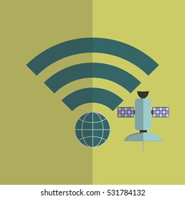 primitive vector image of the sign Wi Fi and satellite flat design style