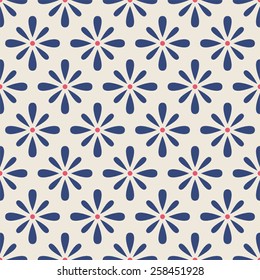 Primitive vintage seamless floral pattern with stylized flowers