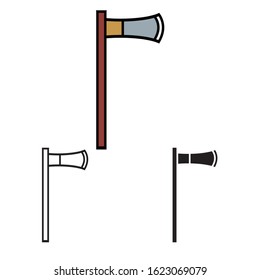 primitive weapon line flat simle set icon