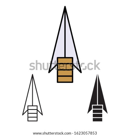 primitive weapon line flat simle set icon