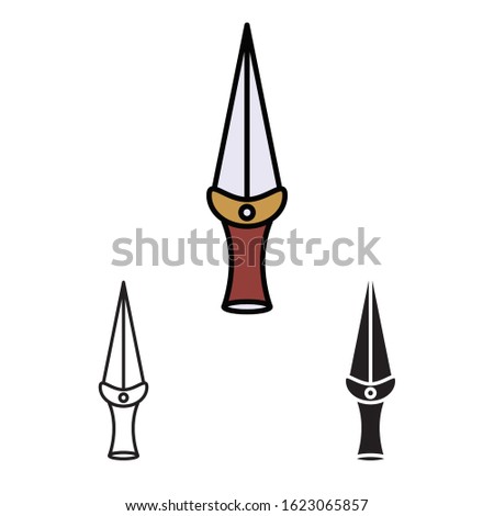 primitive weapon line flat simle set icon