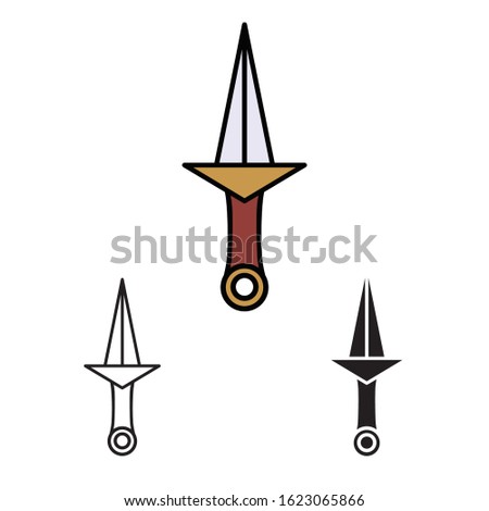 primitive weapon line flat simle set icon