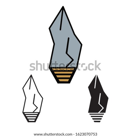 primitive weapon line flat simle set icon