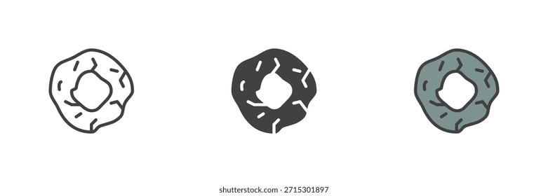 Conjunto de iconos de rueda primitiva en estilos de línea, sólidos y rellenos. Icono de símbolo y signo de Vector de invención de transporte temprano, ilustración en color del progreso prehistórico.
