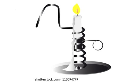 Primitive, where candlestick candle holder is captured with the wire spiral and propelled by the shedding. It used to be used at times when electricity was everywhere.