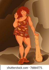 Primitive Woman In The Cave