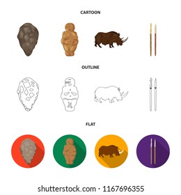 Primitive, woman, man, cattle .Stone age set collection icons in cartoon,outline,flat style vector symbol stock illustration web.