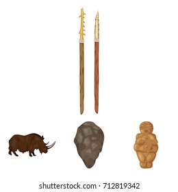 Primitive, woman, man, cattle .Stone age set collection icons in cartoon style vector symbol stock illustration web.
