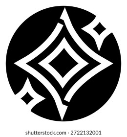Ícone símbolo Primogem representando virtual na moeda do jogo, desejos e recompensas gacha para aplicativos de jogos e ui, emblema minimalista preto e branco isolado no fundo branco