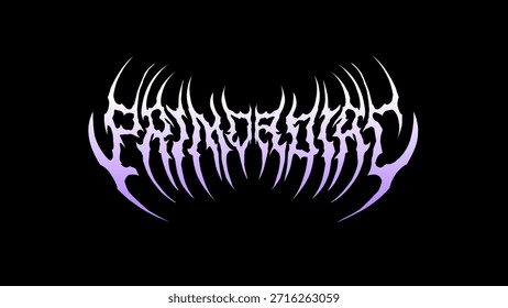 Vetor de tipografia de metal primordial em uma simetria afiada, letras de estilo tribal, perfeito para logotipos de banda, impressões de t-shirt, adesivos, ou cartazes temáticos escuros