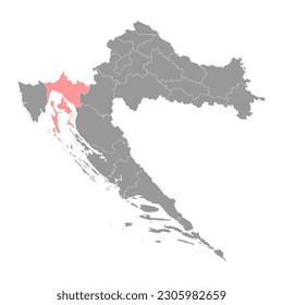 Primorje Gorski Kotar county map, subdivisions of Croatia. Vector illustration.